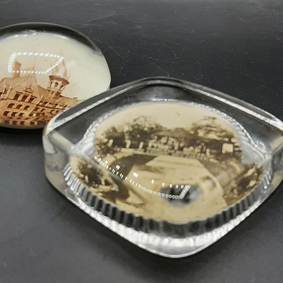Vintage Glass Paperweights Places Photo Lot of 3 London, ON YMCA Cemetery - Picture 3 of 7